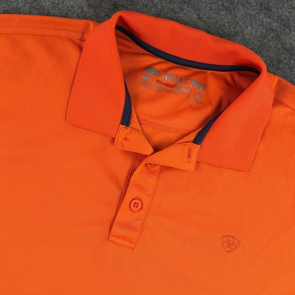 Ariattek Mens Orange Short Sleeve Polo Shirt Heat Series XLT Western Cowboy